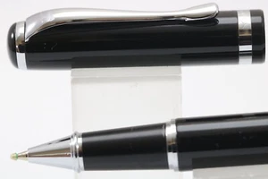 Nuevo de Lote Antiguo X-Pen Podium Lacado Negro Rollerball con Borde Cromado, CT - Imagen 1 de 6