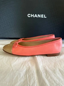 Chanel 14C CC Pink Rose Ballerina Flats Heels Shoes - Size 39 - US 9 - Italy - Picture 1 of 7