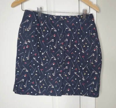 Liz Claiborne Liz Golf Skort Navy Blue Womens Sz 6 Golf Clubs Balls Flags Print - Изображение 1 из 4