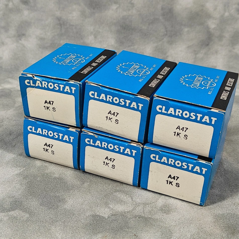 Rare Vtg Clarostat A47 1K S Potentiometer Lot (6) NOS USA-Made 🎛️ Original Box - Image 1 of 4