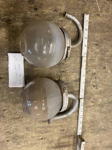 Pair Gas Light Lamp Sconse Victorian 1900's Globe Wall Antique Fixture Orig Glas Cover