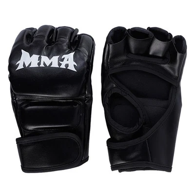 Half Finger Kickboxing Half Finger Fists Black MMA Thickened 1 Pair For - image 1 of 4