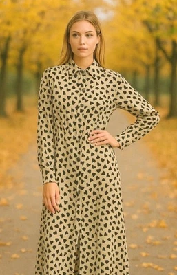 NUEVO CON ETIQUETAS Vestido Camisa Thakoon Mujer Estampado Espalda Ajustada Beige Negro AOP Combo Talla 8 Foto 1 de 4