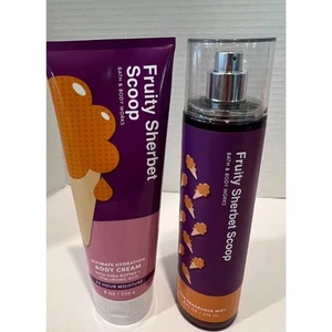NEW 2 PC Bath & Body Works Fruity Sherbet Scoop Set 8 Oz Body Cream & Body Mist - Picture 1 of 3