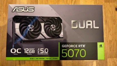 Grafikkarte ASUS Dual GeForce RTX 5070 OC - 12GB GDDR7, HDMI, 3x DP, DLSS 4 - Bild 1 von 4