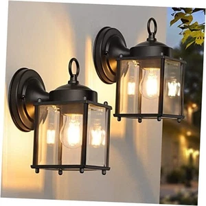 Outdoor Wall Lantern, Exterior Waterproof Wall Sconce Light Fixtures, Black - Picture 1 of 7