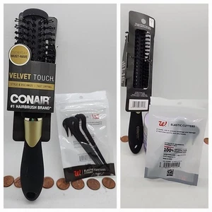 Conair Velvet Touch Hair Brush For Coarse Or Curly Hair & ELASTIC CUTTERS lot  - Picture 1 of 10