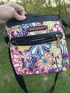 LILY BLOOM HANDTASCHE - Crossbody Schultergurt Tasche-ZIPS-Handtasche, Blumen Boho Print - Bild 1 von 5