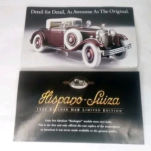 Franklin Mint Brochure Only 1925 Hispano-Suiza Kellner H6B Collectible Model Car - Picture 1 of 5