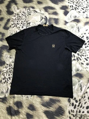 Camiseta Belstaff Slim Fit preta gola redonda | Tamanho XL desgastada desbotada anos 90 Y2K - Imagem 1 de 4