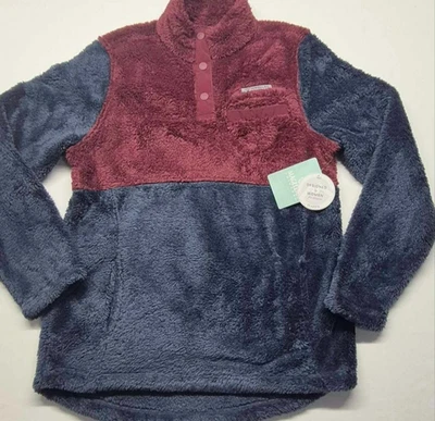 NWT Magellan Outdoor women's maroon/blue fleece pullover sweatshirt sherpa sz. S - Image 1 of 4