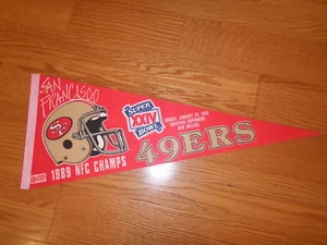 1989 San Francisco 49ers NFC Champions Super Bowl XXIV Pennant Joe Montana - Picture 1 of 1