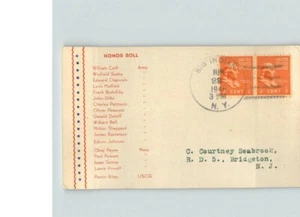 1946 Cartolina annullata GRANDE INDIANO, New York, con coppia francobolli Prexy - Foto 1 di 1
