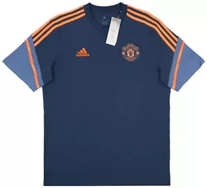 MANCHESTER UNITED 2022/23 TRAINING 2XL,XL ,L, M BLUE ORANGE ADIDAS SOCCER SHIRT - Picture 1 of 10