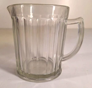 Vintage 1960's Hazel Atlas Ribbed Clear Glass Heavy Duty Pitcher 6" Tall Read - Picture 1 of 11
