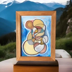 EINGESTELLT KÜNSTLER Gemälde ABSTRAKT Modernist Dr. Benjamin Gross EXPRESSIONIST BLAU - Bild 1 von 6