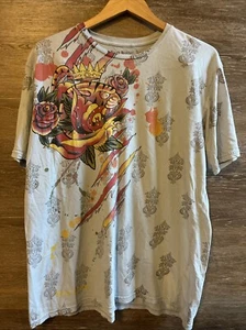 Brad Butter T-Shirt Mens 2XL Brown Dragon Vintage Y2K MMA Style Print Bling - Picture 1 of 7
