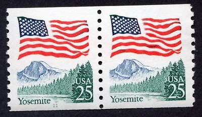 Scott #2280a Flag Over Yosemite Plate # Coil (Pair) 2 Stamps - MNH P#11 - Image 1 of 2