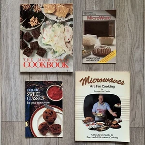 Lot 4 Microwave Cookbooks Recipes VTG Equal Anchor Microware Donovan Jon Fandre - Picture 1 of 24