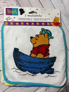 NEW - VINTAGE 90s Winnie The Pooh - The First Years Disney - 3 WASHCLOTHS SET - Picture 1 of 4