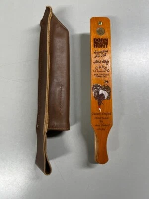 Quaker Boy Dick Kirby Signed '05 Born to Hunt Curved Boat Paddle Spruce Box Call - Image 1 of 4