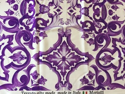 Hochwertig Majolika-Print Seide Satin Stoff Meterware von Mariotti Italien - Bild 1 von 4