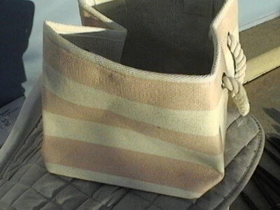 Pink And White Striped The Container Store Tote Storage Bag With 2 Rope Handles - Image 1 of 3