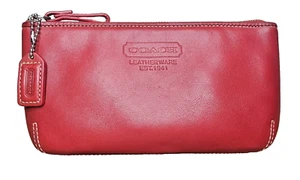 COACH Glove Tanned Luxury Leather Cosmetic Travel Bag Classic Red Hang Tag EUC - Picture 1 of 11
