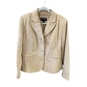 Bernardo Womens Size Large L Suede Button Up Jacket Beige Tan - Picture 1 of 4