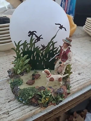 Vintage Hunting Wildlife Dog Moon Table Lamp Ducks - Image 1 of 4