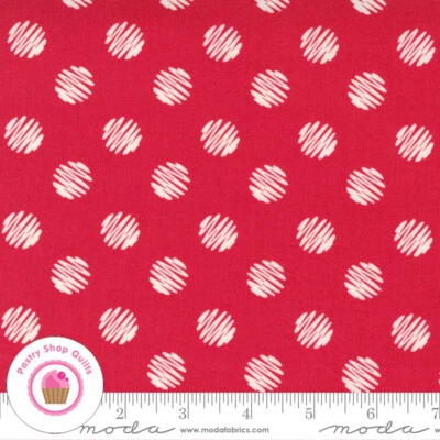 Moda LOVE, LILY 24113 11 Red Polka Dots April ROSENTHAL Quilt Fabric Retro - Image 1 of 4