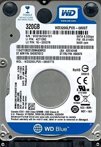 **NEW ZERO HOURS**- WD WD3200LPVX Blue 320GB SATA 5400RPM 2.5 Hard Drive - Image 1 of 1