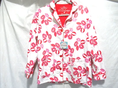 P.J. Blusa de pijama Salvage tamanho XS rosa e vermelha manga longa botão para cima flanela - Imagem 1 de 4