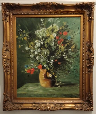 Pierre-Auguste Renoir - Flores en un jarrón - óleo sobre lienzo - pintado a mano Foto 1 de 2