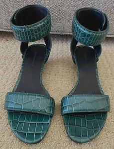 ALEXANDER WANG Vika Green Leather Wedge Sandals EU 35 US 5 - Picture 1 of 15