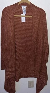 SkinnyGirl Rippstrick Cardigan Wasserfall Damen Gr. XL Rusty Brick vorne offen - Bild 1 von 6
