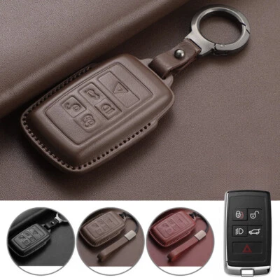 Genuine Leather Car Key Fob Case Cover For Jaguar XK E-Pace XF XE XJ XJL I-Pace Foto 1 de 4