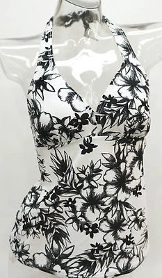 Croft&Barrow Tropical Floral Bust Enhancer Halter Tankini Top Swimwear 6,8 #3072 - Image 1 of 3