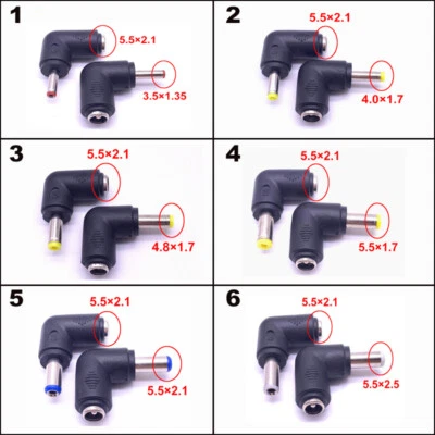 1pc 90° DC 5.5 x 2.1 3.5 x 1.35 4.0×1.7 4.8×1.7 5.5×1.7 Converter Power Adapter - Image 1 of 4