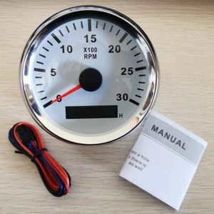 85MM White Tachometer with Hour Meter 3000RPM for Gas Diesel Engine for Car Boat - Picture 1 of 7