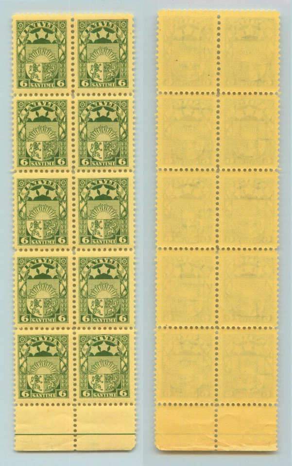 Latvia 🇱🇻 1931 SC 155 MNH block of 10 folded . rtb3020 - Image 1 of 1