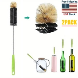 2x Bendable Long Handle Cleaner Brushes Home Kitchen Sink Cleaning Bottle Brush - Picture 1 of 13