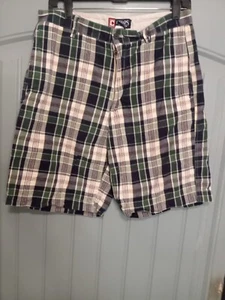 Pantalones Cortos Chaps Para Hombre Talla 32 Cremallera Botón Multicolor Cuadros 100% Algodón Bolsillos - Imagen 1 de 3
