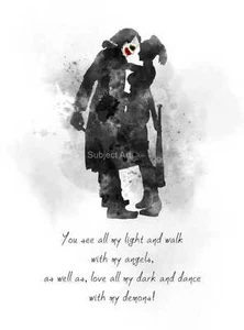 KUNSTDRUCK Harley Quinn und Joker Zitat 2 Illustration, Wandbild, Geschenk, Batman - Bild 1 von 2