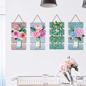 4-teiliges Set Kunst Magie 3D grüne Pflanzen Blumen Aufkleber Wohnkultur Wandaufkleber - Bild 1 von 7