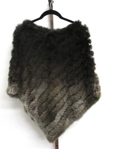 Mitchie's Match Women 100% Genuine Rabbit Fur Cape Multi Shades of Brown OS - Picture 1 of 2