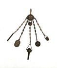 Victorian Antique English Silver Chatelaine & 5 Accessories Charms F2
