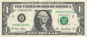 2001 older bank note G run B New York district B90813193G one dollar bill $1 dc - Picture 1 of 2