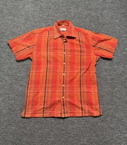 Camisa de hombre Valentino Creations Italia a cuadros manga corta con botones roja naranja S - Imagen 1 de 5