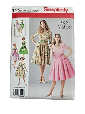 Simplicity  1459, 1950’s Vintage, Retro Lapel Collar Dress, Sizes 16-24  - Image 1 of 4